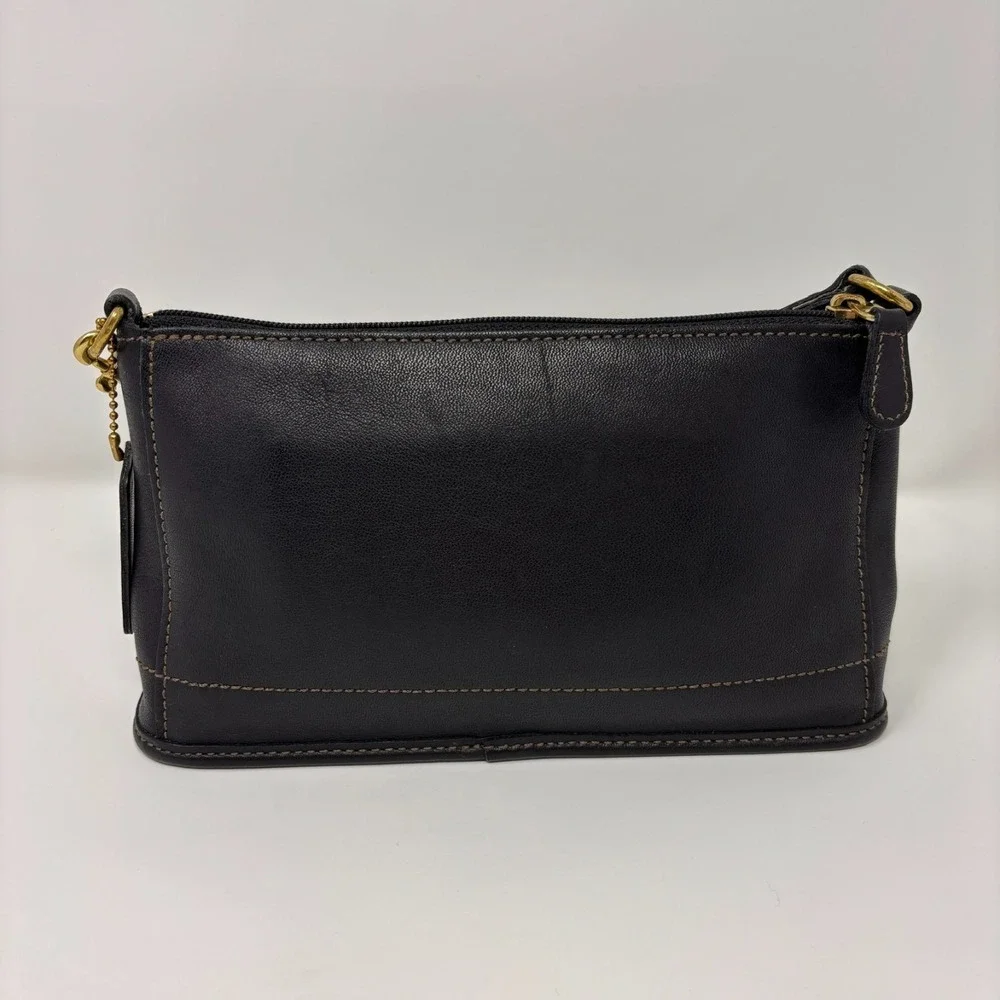 COACH 9311 Demi Bleecker Bag Black Leather Purse Vintage Baguettee USA E0C-9311